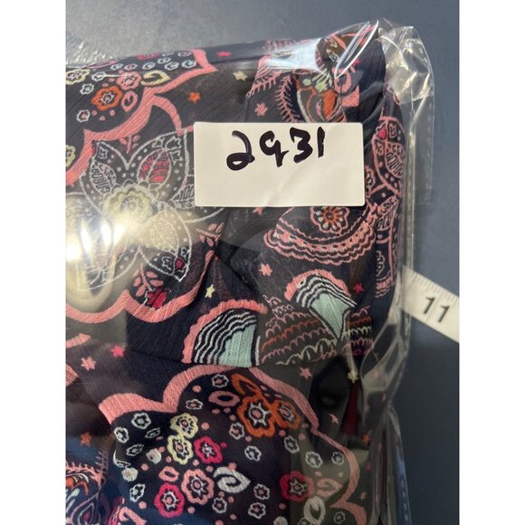 Lane Bryant Womens Floral Short Sleeve Navy Top Size 12 Boho Lagenlook - Picture 10 of 10